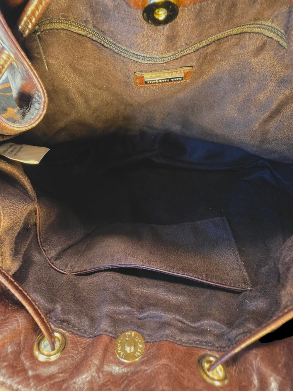 Aqua Madonna Brown Leather and Hair-on-Hide Shoulder Bag  EUC - Picture 4 of 13